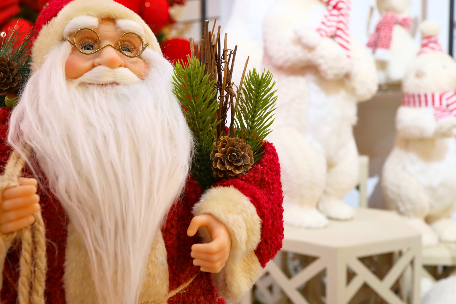 Papai Noel Decorativo Vermelho e Bege