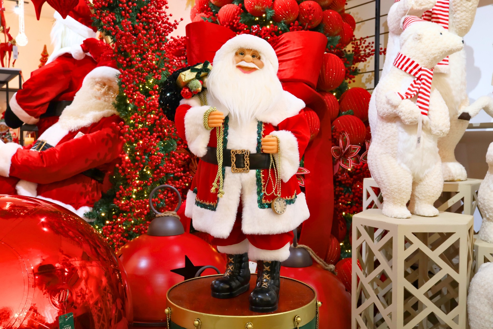 Papai Noel Decorativo Vermelho e Branco