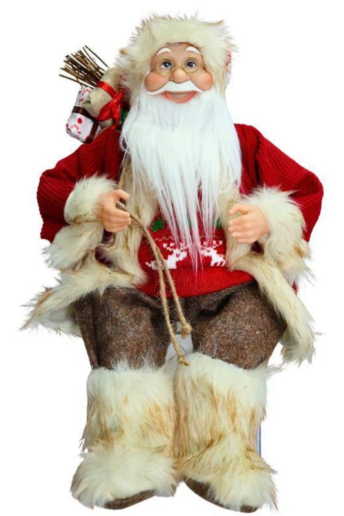 Papai Noel Sentado Vermelho com Bege