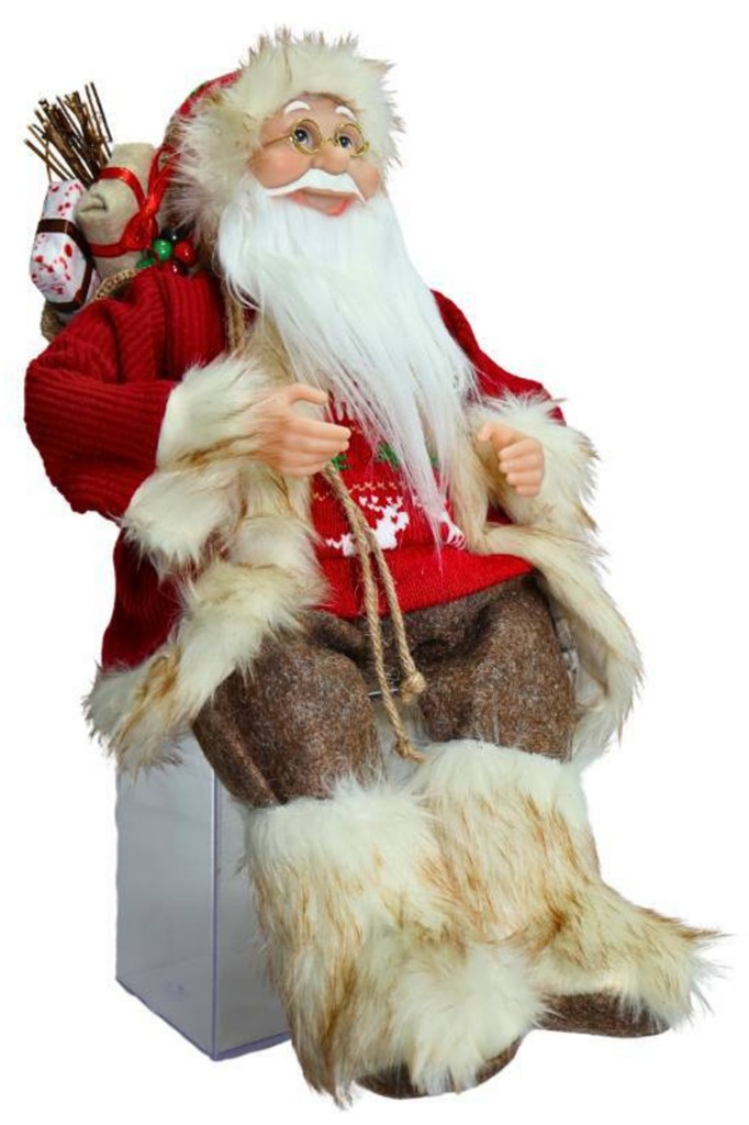 Papai Noel Sentado Vermelho com Bege